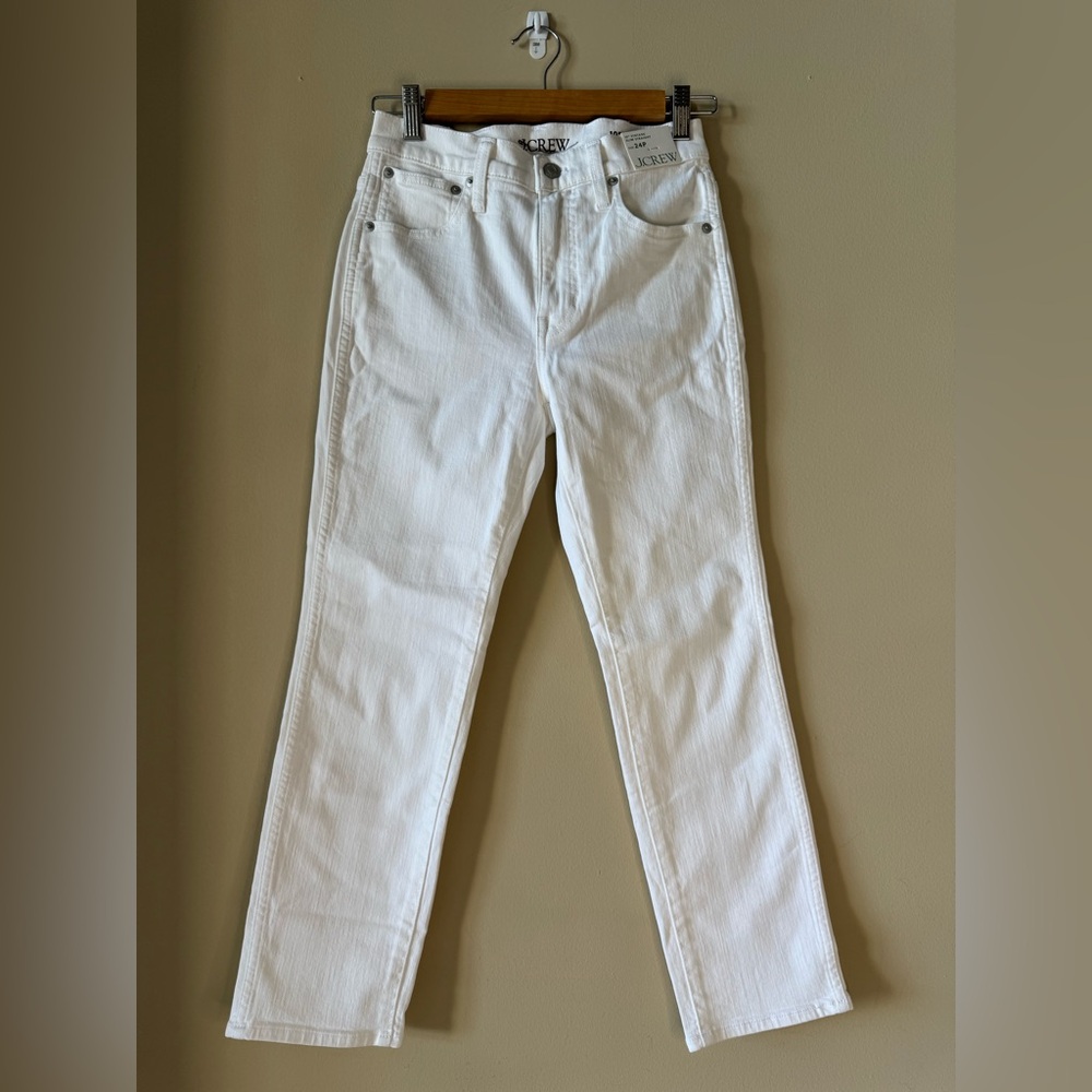 J CREW 10” Vintage Straight Petite White Jeans